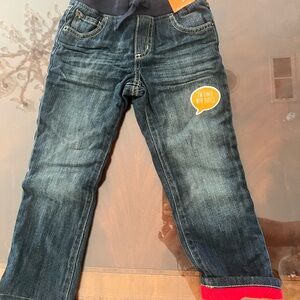 Brand New cargo blue jeans size 5 with red fleece lining